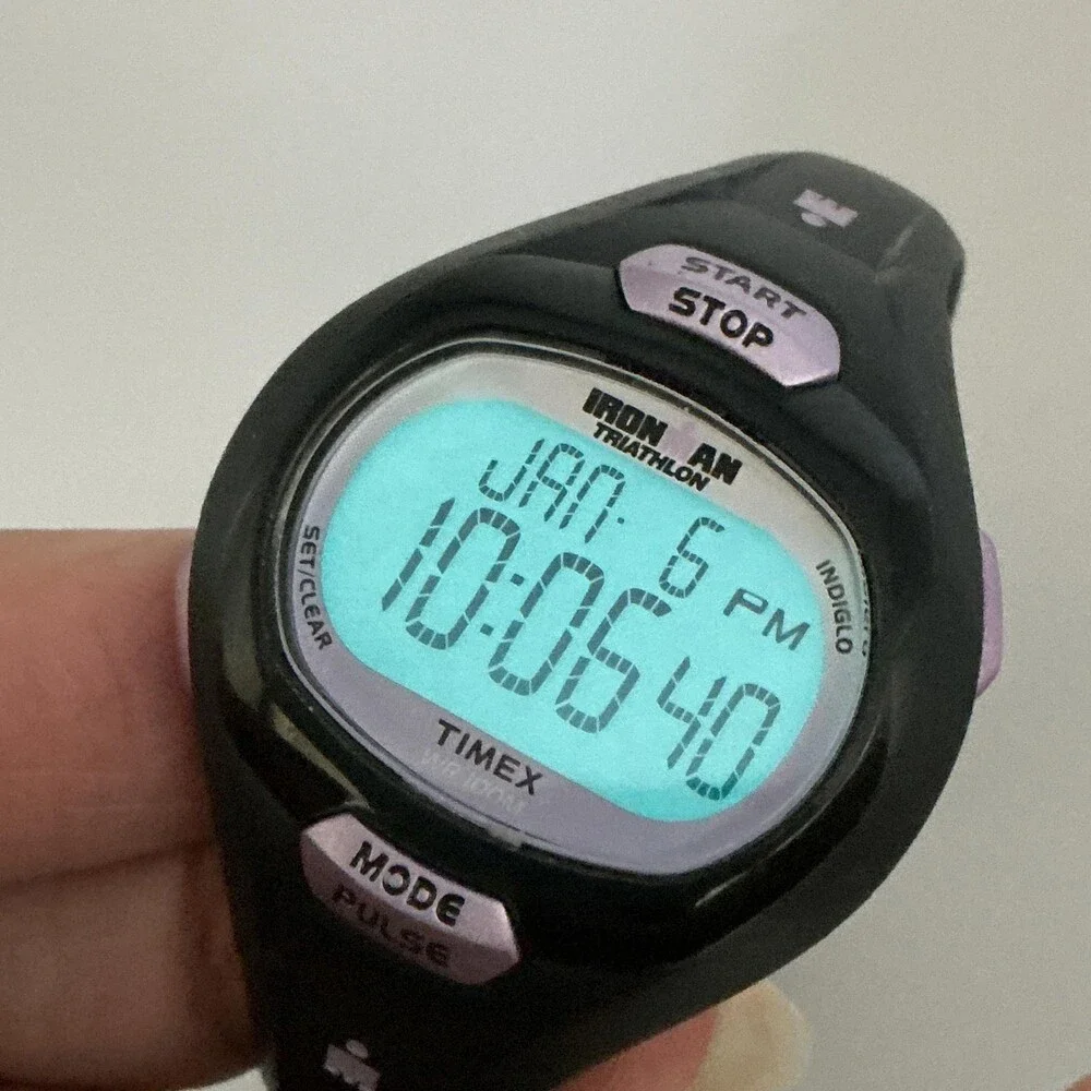 Timex Ironman Triathlon Womens Watch 35mm Gray Digital Black Strap New Battery